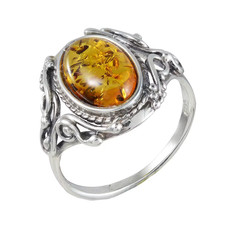 Sterling Silver and Baltic Honey Amber Ring "Georgine", Baltic Amber Jewelry
