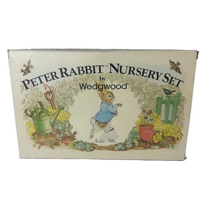 Vintage Wedgwood Beatrix Potter Peter Rabbit 3 Piece Nursery Dish Set Mug Bowl