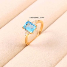 Natural Swiss Blue Topaz, 925 Sterling Silver, Antique Ring, Stunning Ring