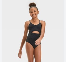 Girls' Solid One Piece Swimsuit - art Class Black