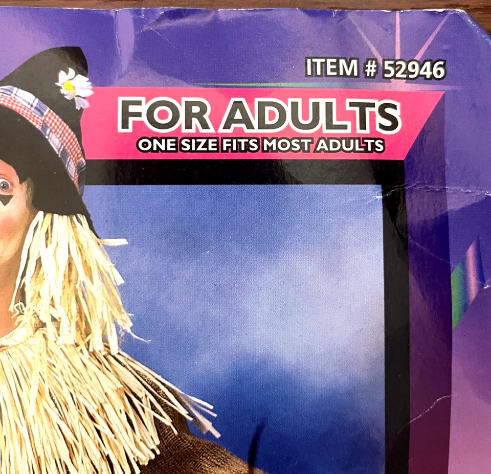 Disfraz de Espantapájaros Adulto, Top y Sombrero Foro Novedades Arpillera Talla Única, Nueva Caja Abierta Foto 3 de 4