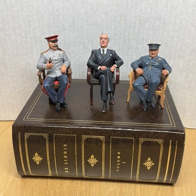 Vtg '01 Big Three at Tehran Conference Metal Figurine Stalin Roosevelt Churchill