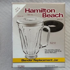 Hamilton Beach Blender Replacement Jar 40 oz w/2 Lids & Filler Cap 55200 in Box