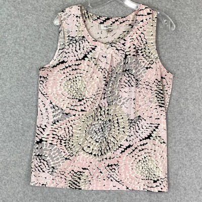 Jones Studio Separates Top Womens Sz M Pink Pleated Sleeveless Knit Career