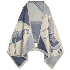 Double-sided Horse Check Cashmere-feel Shawl Scarf (A/W Equestrian)