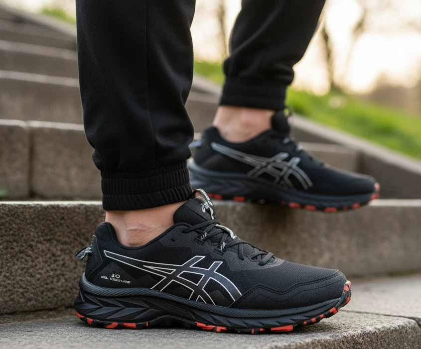 New ASICS Men's Athletic Sneakers trail running shoes casual black red all sizes