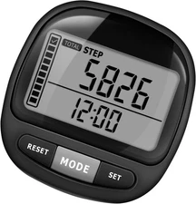 3D Pedometer Step Counter for Walking & Miles, Simple Step Tracker Large Display