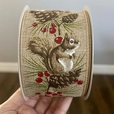 Squirrel And Holly Christmas Ribbon 245 in. X 2.5 in. Roll Celebrate It Holiday