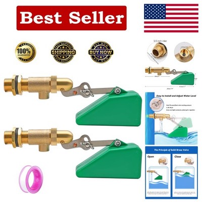 2 Pack Brass Float Valve 1/2 Inch, Livestock Water Tank Float Valve Switch Brass