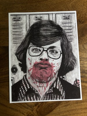 Jeffrey Dahmer Bloody Art Print 8.5x11  True Crime Charcoal Monsters AcidBrain