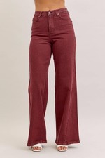 Judy Blue Jeans BURGUNDY High Waist Retro Wid...