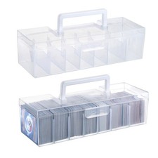 2 Plastic Trading Card Storage Boxes Clear Plastic Card Storage Cases with Di...