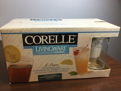 8 NIB VTG Corning Corelle Livingware FIRST OF SPRING 5 7/8'' Tumblers Glass 16 oz