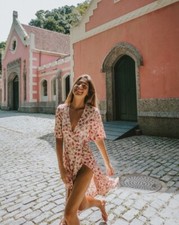 NWT FAITHFULL THE BRAND Sz 2 XS RIVERA MIDI WRAP DRESS ANTONELLO FLORAL PRINT