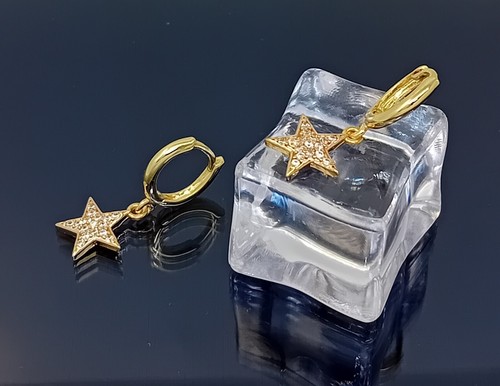 18K Gold Filled Stunning Italian Simulated Moissanite 18ct GF Earrings 25mm - Picture 5 of 8