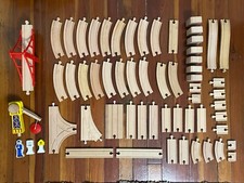 Mixed Lot of 60 Wooden Train Tracks Bridge Curved Straight Melissa and Doug Wood