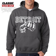 DETROIT FIST OF JOE LOUIS CHARCOAL CLASSIC HOODIE Red Wings Tigers Lions 313