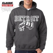 DETROIT FIST OF JOE LOUIS CHARCOAL CLASSIC HOODIE Red Wings Tigers Lions 313