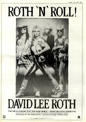 12/7/86PT5 Album Advert 15X11 David Lee Roth. Eat 'em And Smile