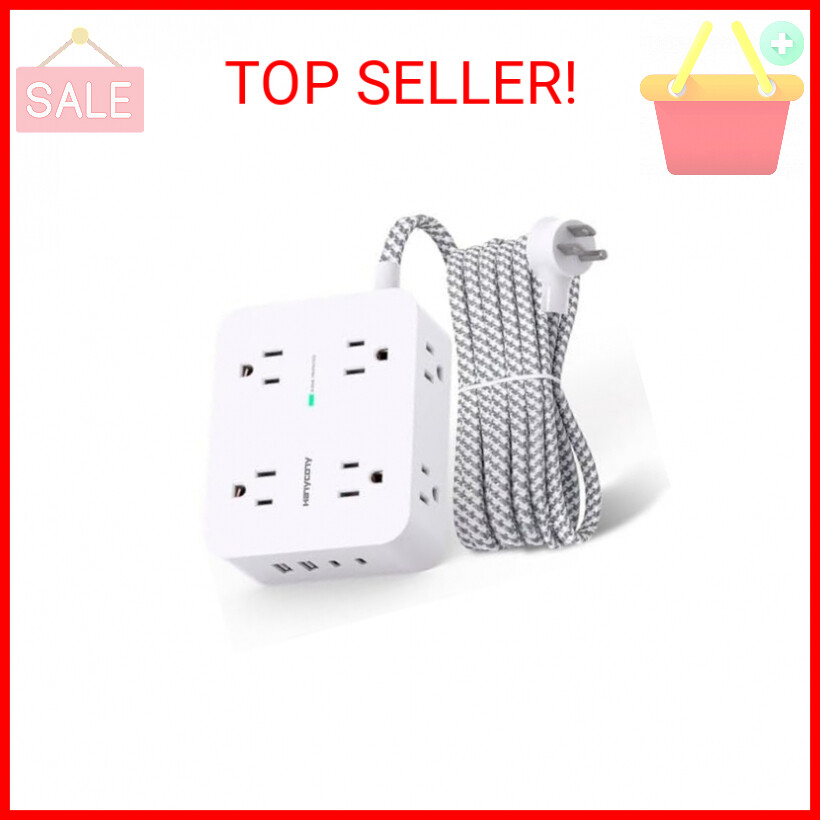 Surge Protector Power Strip - 8 Outlets with 4 USB (2 USB C) Charging Ports, Mul-image