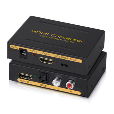 4K@60Hz HDMI Audio Extractor Converter Adapter HDMI to HDMI+SPDIF+RCA L/R Stereo