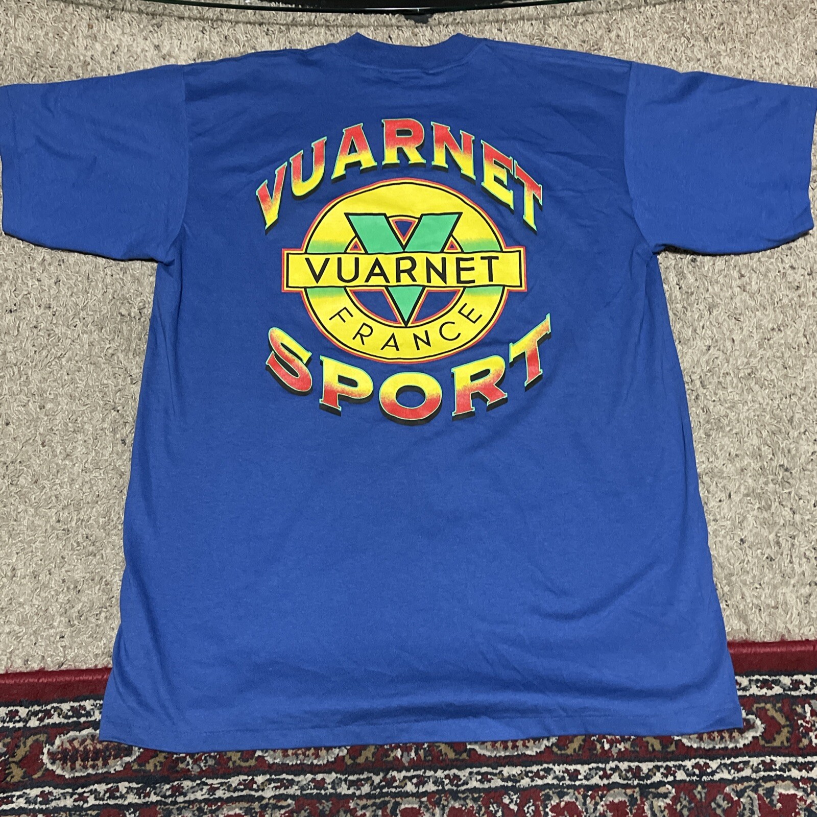 Vtge 80s Vuarnet France Sunglasses T-Shirt Blue XL Cotton USA Single Stitch