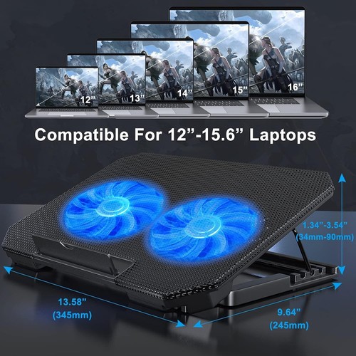 Laptop Cooling Pad with Adjustable Height Two 5.1 In Fan 2 USB Ports Suitable Fo - 第 19/24 張圖片