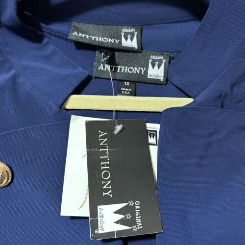 New ANTTHONY Gold Button Trim Military Jacket Women's Size 1X Navy Blue & Tank - Picture 2 of 7