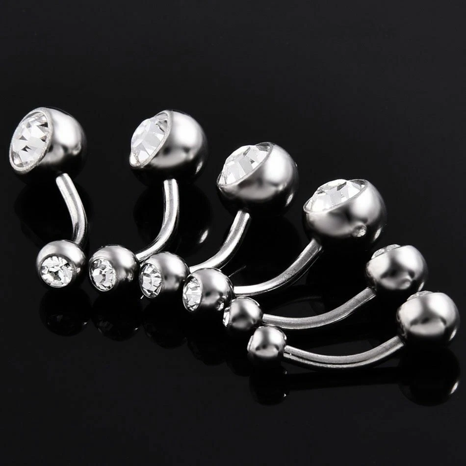 1 pieza Titanio Barras Ombligo Piercing Anillos para el Vientre Ombligo Nombril Joyería Corporal Gema Foto 2 de 4