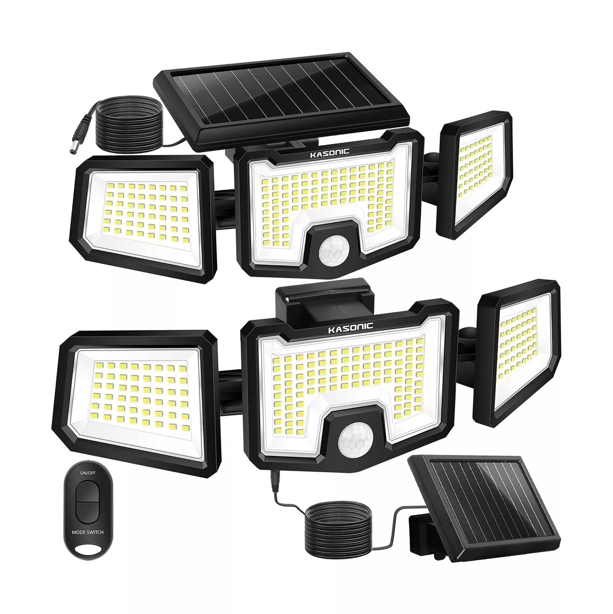 K KASONIC Security Solar Lights Outdoor, 2500LM LED 6500K Super Bright  Motion