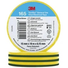 10x PVC Electrical Insulating Tape 15mmx0.15mmx10m; Temflex™ 165 green-yellow 3M