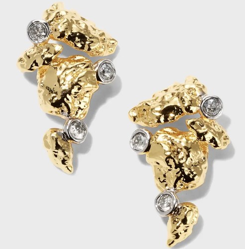 Alexis Bittar Golden Pebble Cake Nugget Stud Earrings NWT - Picture 7 of 7