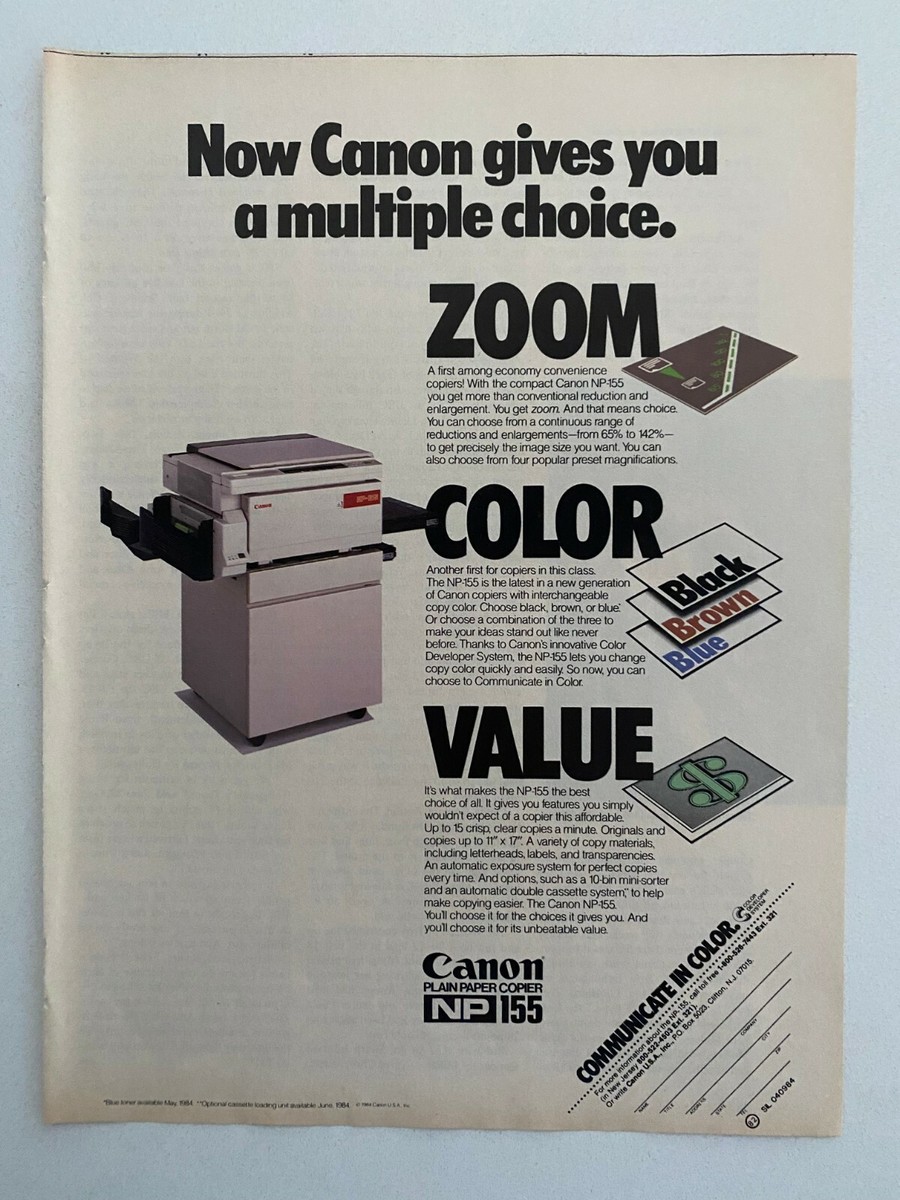Canon NP 155 Plain Paper Copier Vintage 1984 Print Ad | eBay