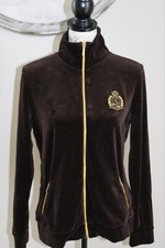 Ralph Lauren Brown Gold Velour Zip Front Tracksuit Top Jacket Size L