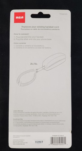 RCA 25ft Phone Handset Coil Cord TP282WR White - Picture 2 of 2