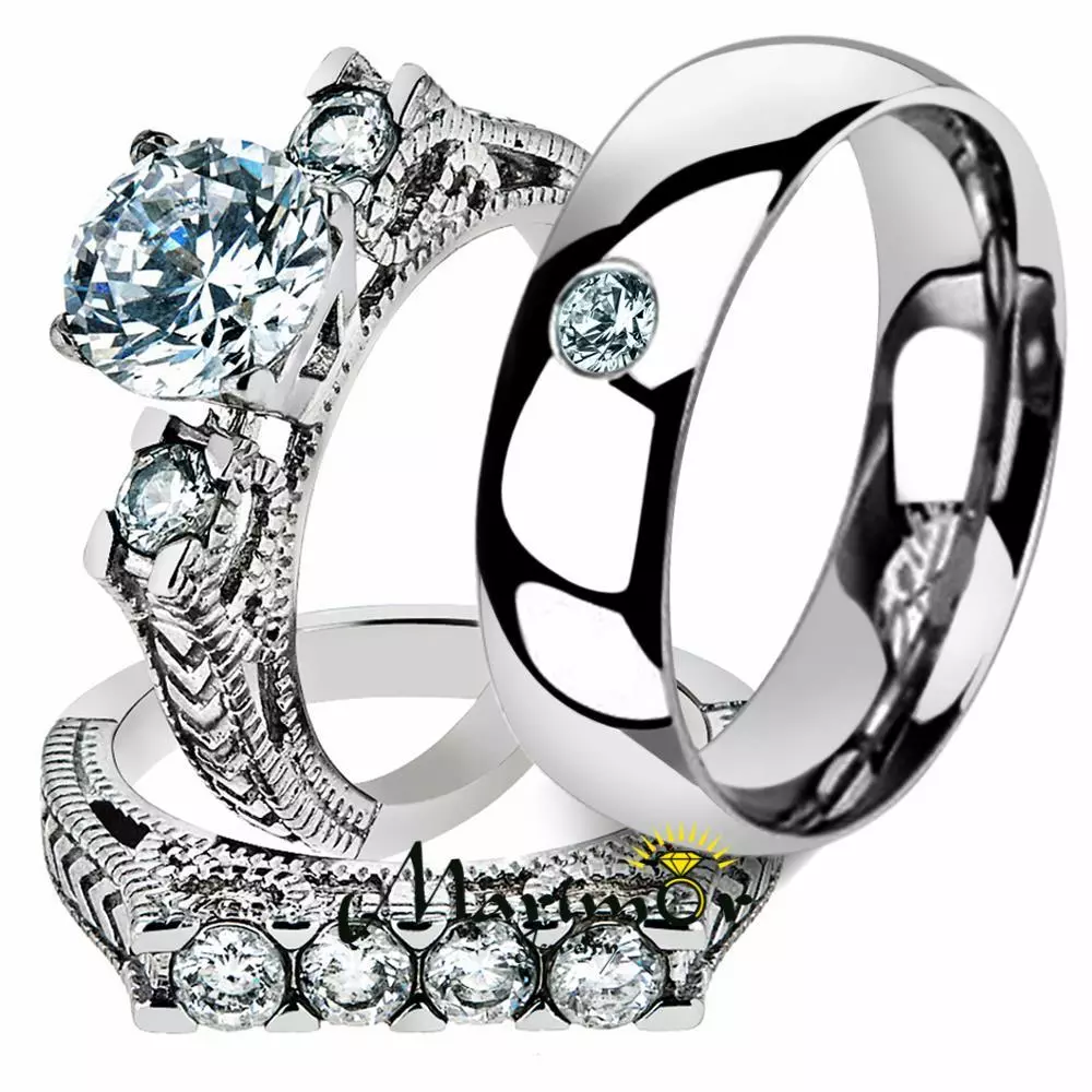 Stainless steel online bridal rings