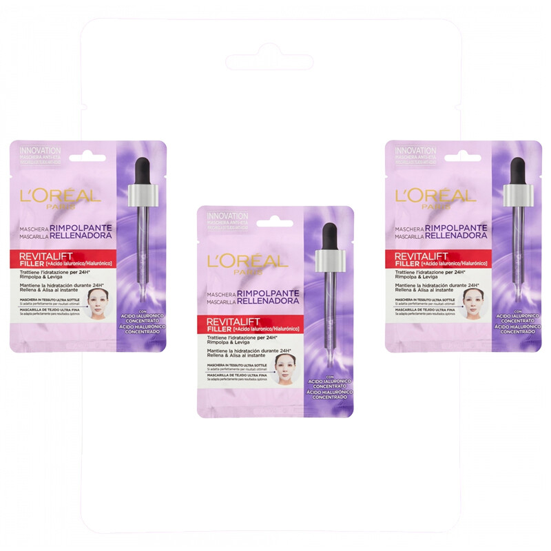 3pz L'OREAL Revitalift Filler + Acido Ialuronico MASC. TESSUT. Rimpolpante