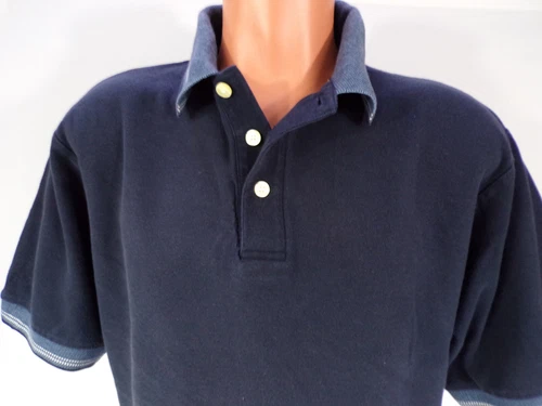 Vintage Arnold Palmer 100% Cotton Polo Shirt Mens Medium Blues S/S 3 Button E25