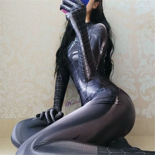 Adult Women Spiderman Cosplay Costume Sexy Jumpsuit Tight Fitting Suit Dress AU - Picture 23 of 27