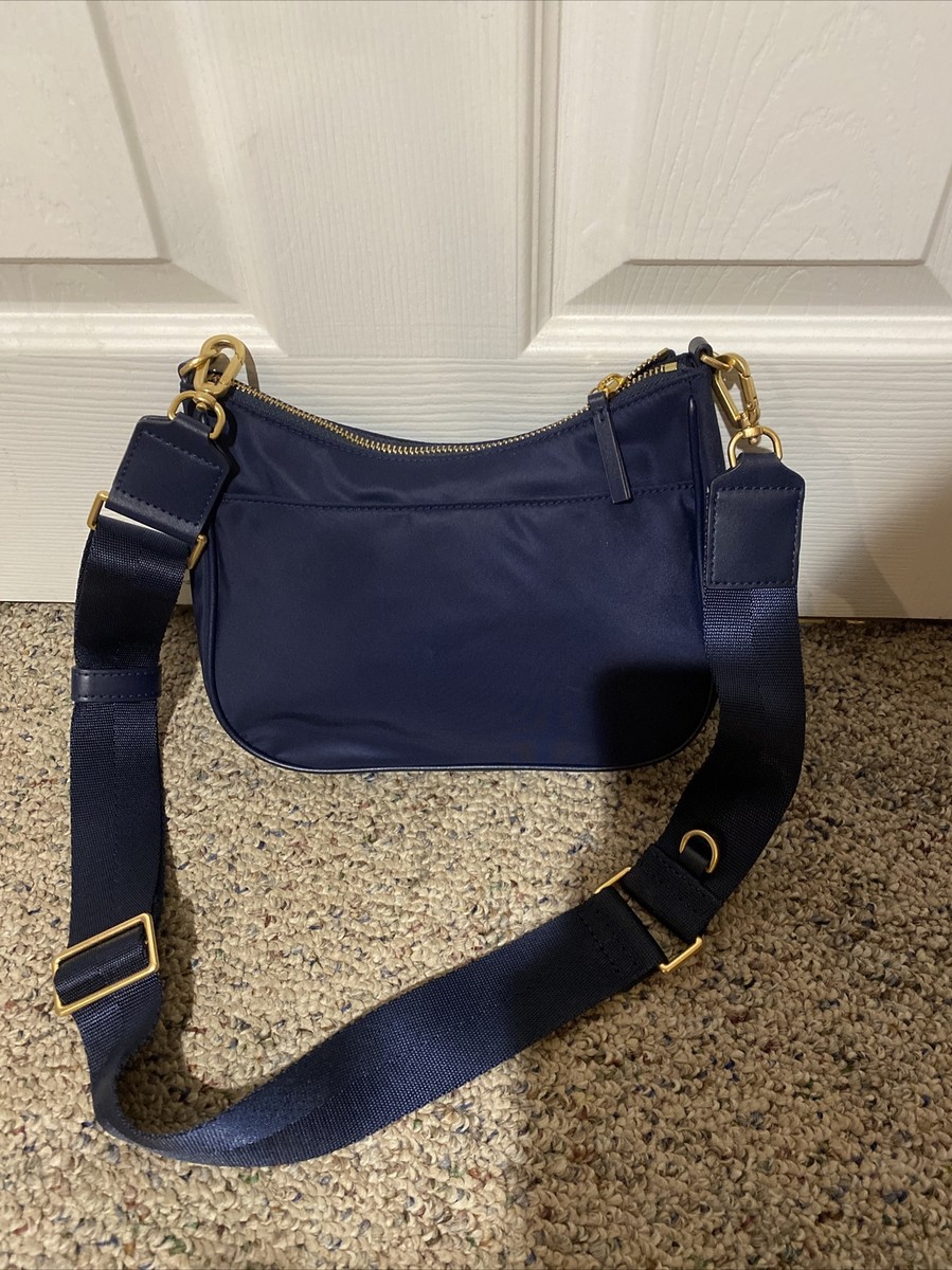 Tory Burch Nylon Web Mini Hobo Crossbody Bag Navy