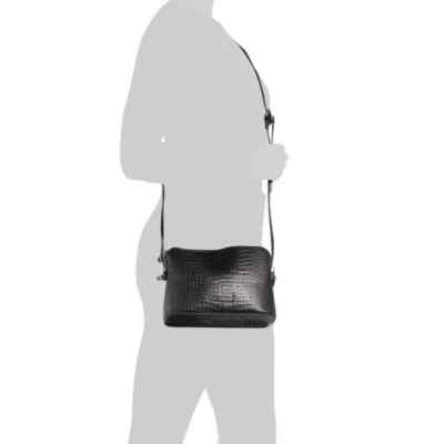 Gianni Conti Crossbody Black Croc Embossed Leather Handbag Purse Italy $205!