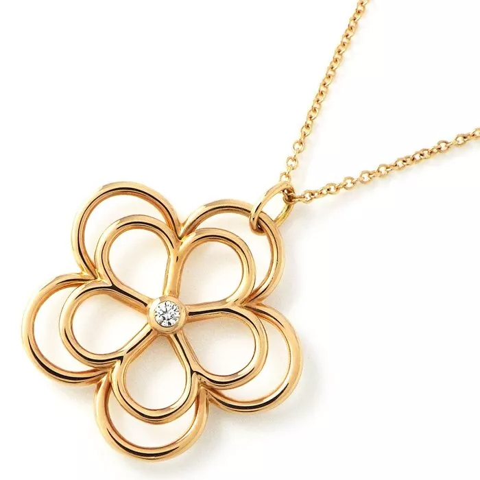 Rose gold 2024 flower pendant