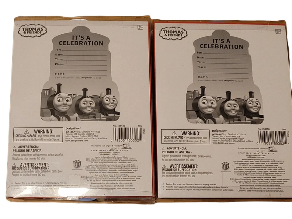 Festa de aniversário Thomas The Train 32 convites e envelopes, lote - 4 pacotes de 8 - Imagem 3 de 4