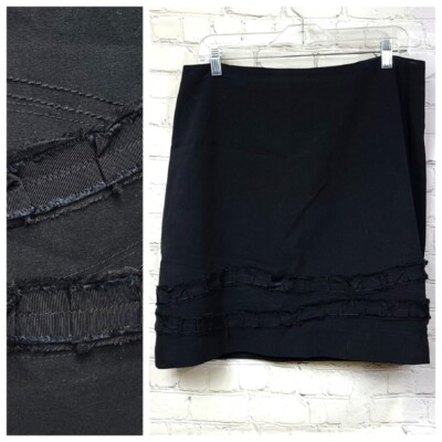 T Tahari Borage Suit Skirt Black Curvy Ruffle Applique Unique A-Line  Women's 10