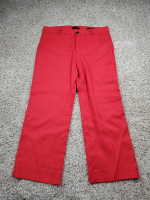 Banana Republic Logan Crop Chino Pants 34x25 Women Red Linen Blend