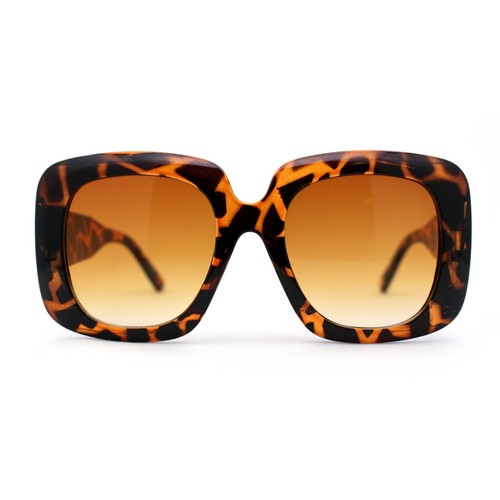 Womens Oversized Thick Plastic Mod Minimal Fashion Rectangle Sunglasses - Picture 11 of 21