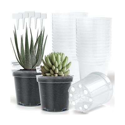 4 Inch Plastic Nursery Pots for Plants Clear Plant Pot with Drainage Holes,  S... | eBay
