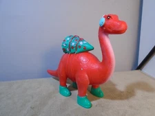 ANKYO DEVELOPMENT CHRISTMAS PARTY RED DINOSAUR WITH HOLIDAY TREE 4.5” X 6” FIGUR