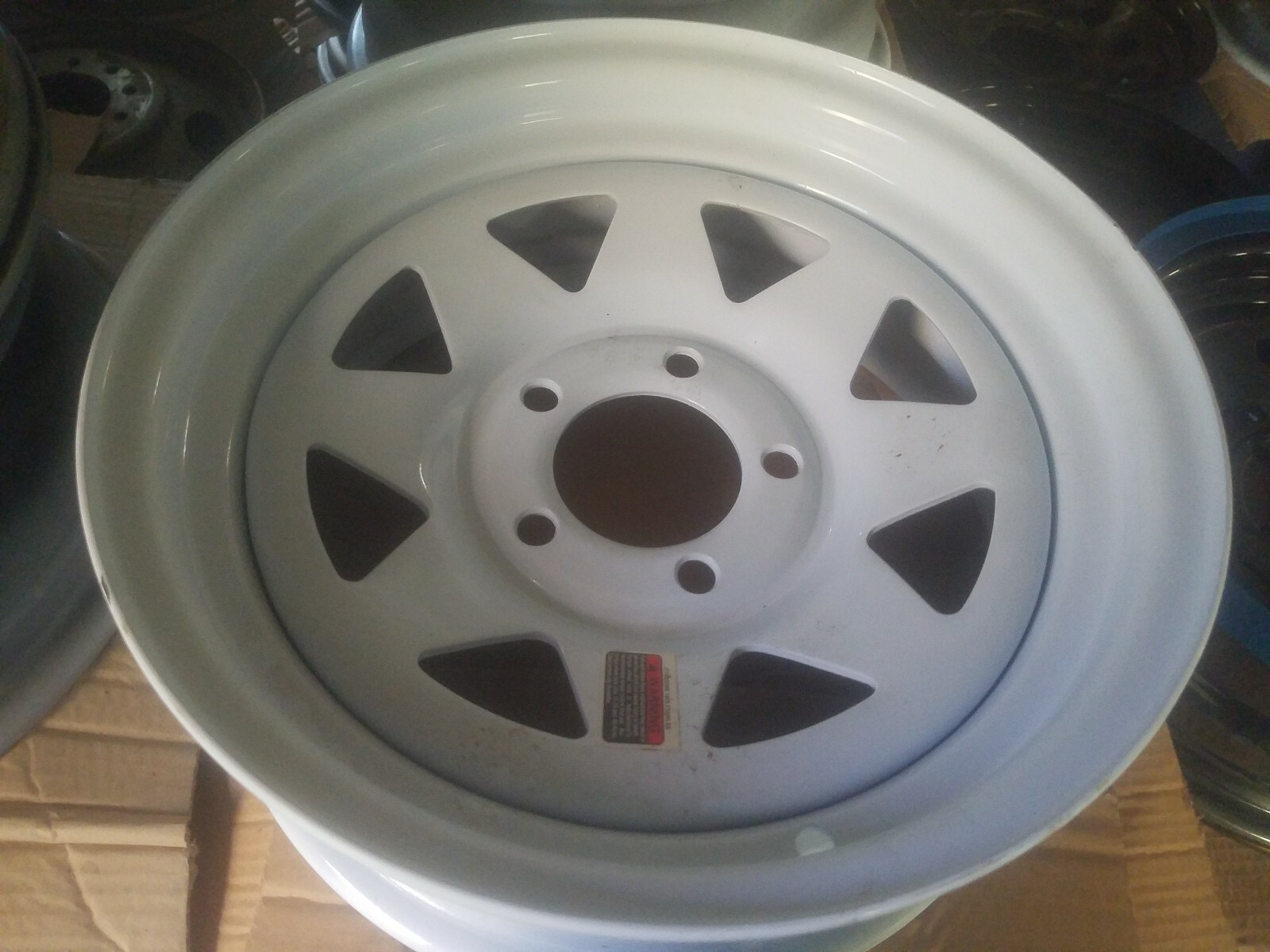 14x5.5 5x4.5 (0mm, 5x114.3, 3.19cb) White steel SPOKE TRAILER Wheel ...