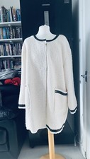 Elisa Cavaletti, Cream Teddy Jacket/coat, Faux Leather Trims, Bnwt, Size 2